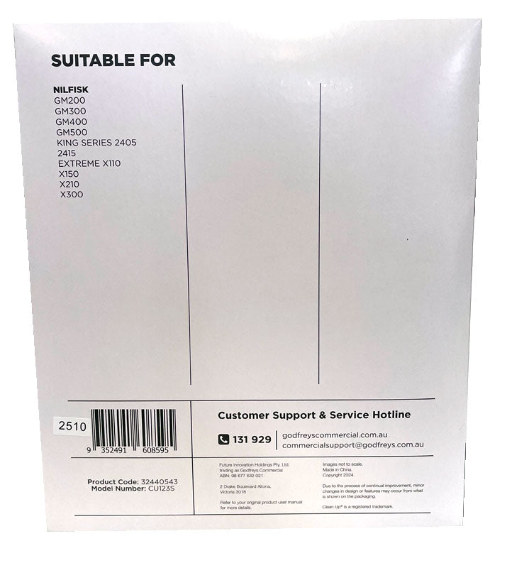 Clean Up CU123S Synthetic Dust Bags for Nilfisk GM200, GM300, GM400, King, Extreme Series Vacuum Cleaners - 5pk (32440543)