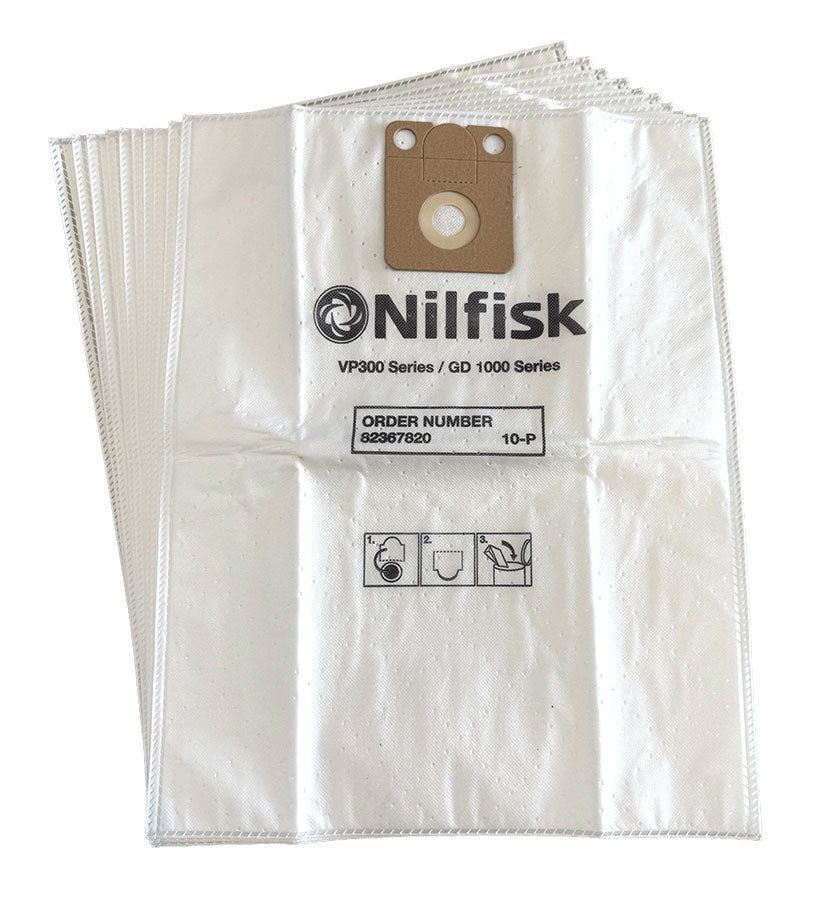 Nilfisk VP300, VP400, VP500 Synthetic Vacuum Cleaner Bags - 10 pack (82367820)