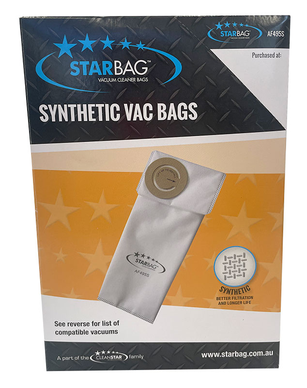 Pacvac Superpro Micron 700, Thrift 600, 650, Team Pacvac Pro Series 1, 2, 3 Synthetic Vacuum Cleaner Bags - 10pk (AF495S)