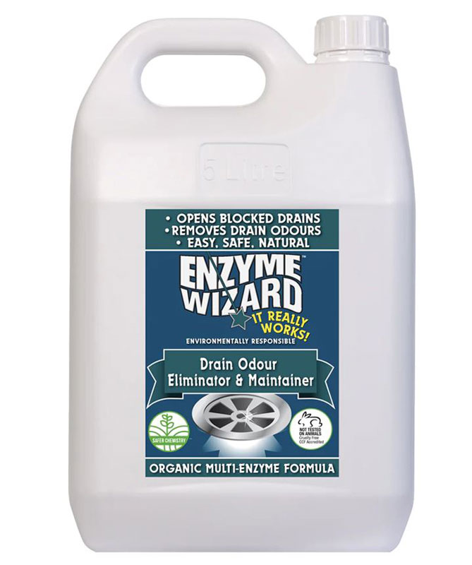 Enzyme Wizard Drain Odour Eliminator & Maintainer Cleaner 5 Litre Bottle (EWDO5L)
