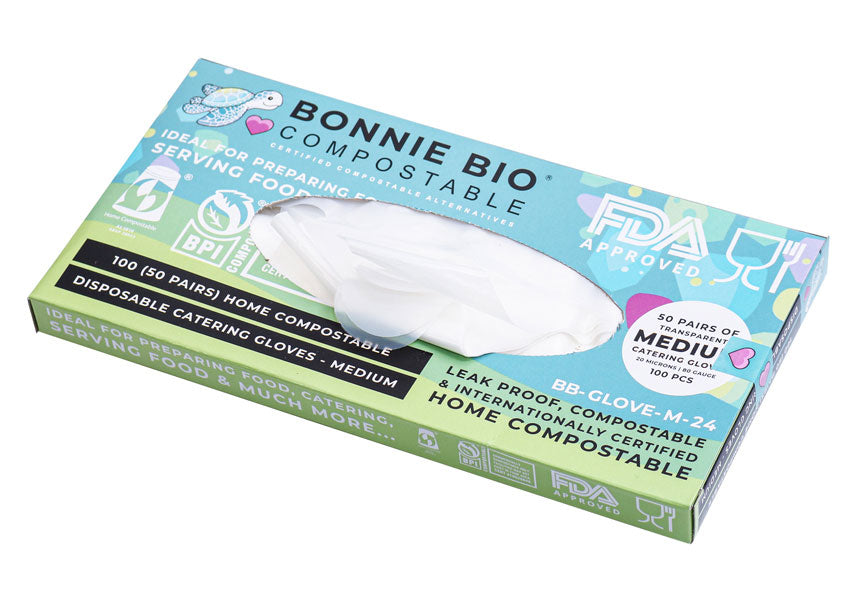 Bonnie Bio Medium Size Compostable Disposable Gloves - 50 pairs (BB-GLOVE-M)