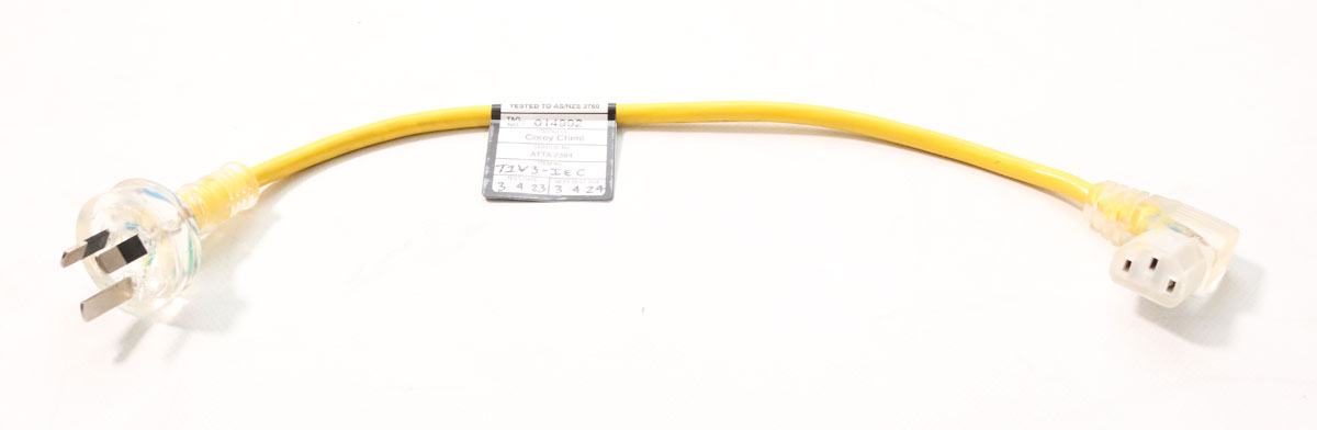 Short IEC Power Lead with Test Tag (T1v3-IEC-TAG)