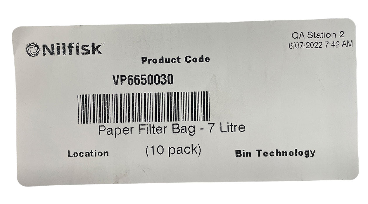 Kerrick KVAC10, KVAC10L Vacuum 7 Litre Paper Filter Bags 10 Pack (VP6650030)
