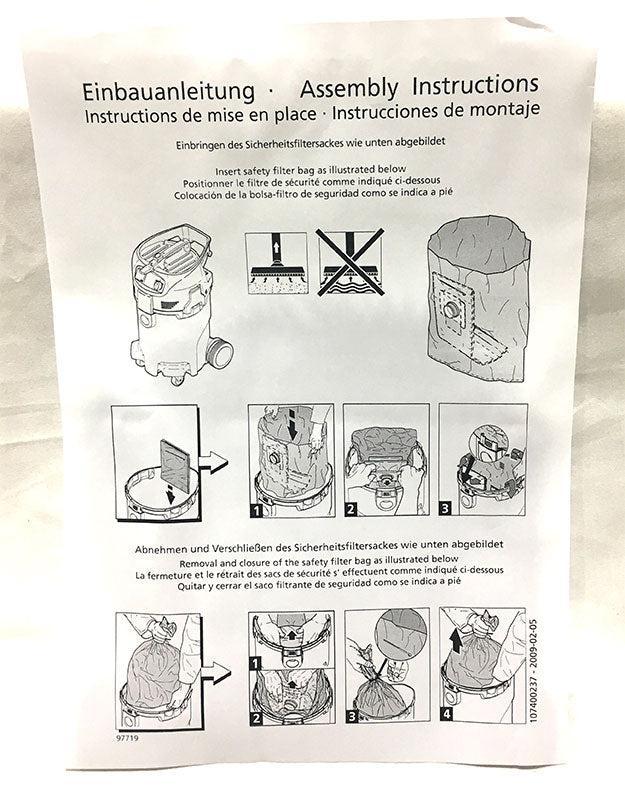 Nilfisk Attix 50-OH Safety Bags for Hazardous Materials - 5pk (107400236)