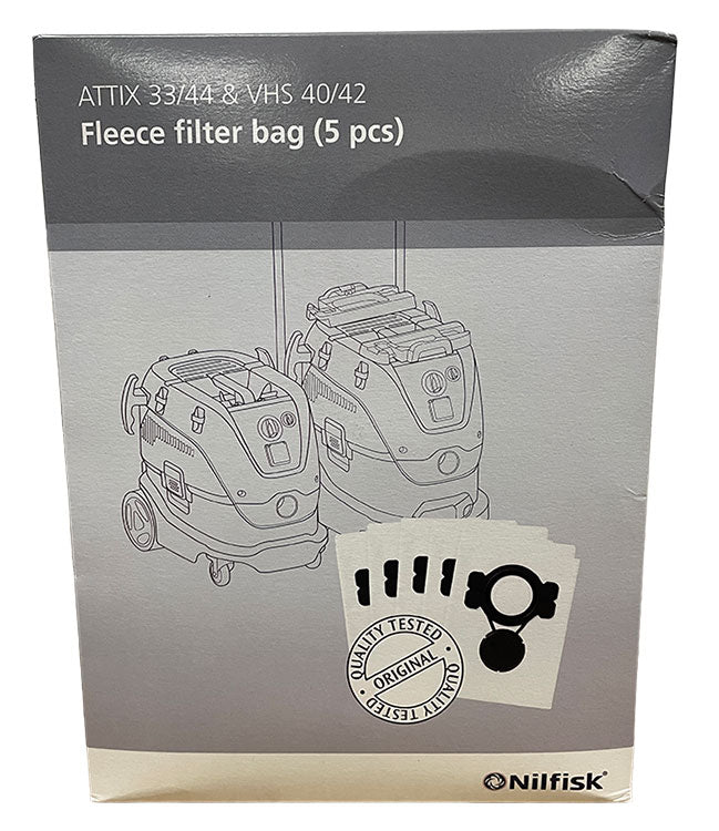 Nilfisk VHS40, VHS42, Attix 33, Attix 44 Vacuum Cleaner Fleece Filter Dust Bags - 5pk (107419593)