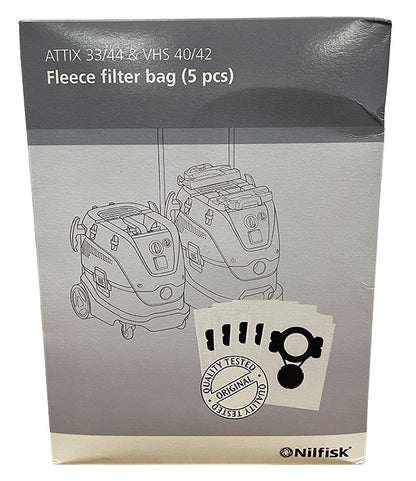 Nilfisk VHS40, VHS42, Attix 33, Attix 44 Vacuum Cleaner Fleece Filter Dust Bags - 5pk (107419593)