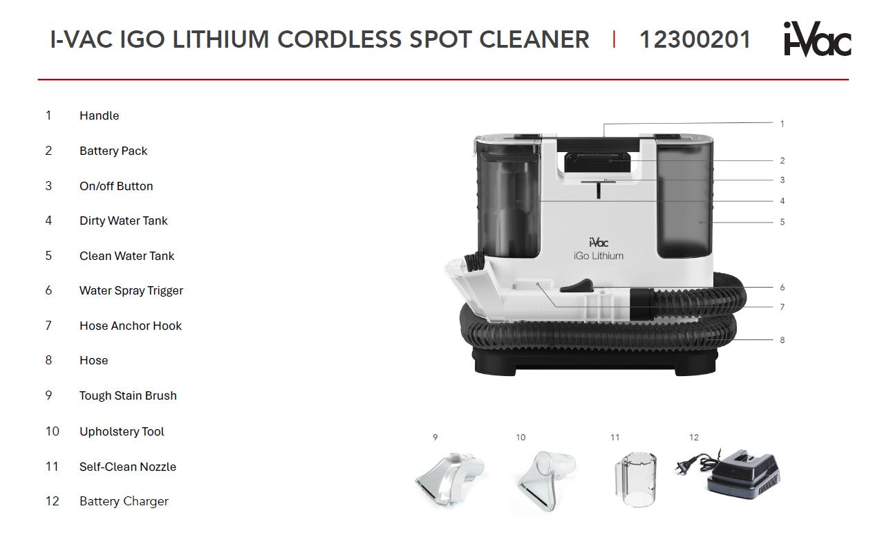 i-Vac SP-35 iGo Cordless Spot Cleaner (12300201)- Vacuum Spot