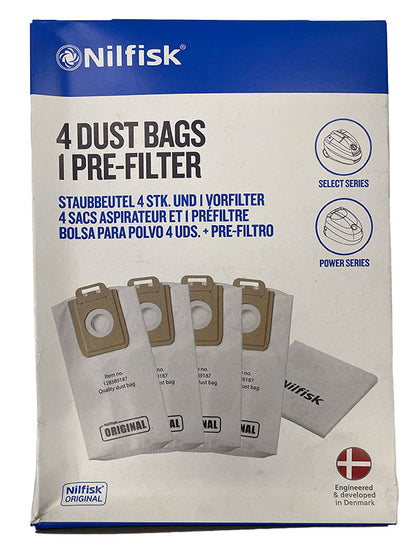 Nilfisk Power Series and Select Series Synthetic Vacuum Cleaner Bags - 4pk (128389187)