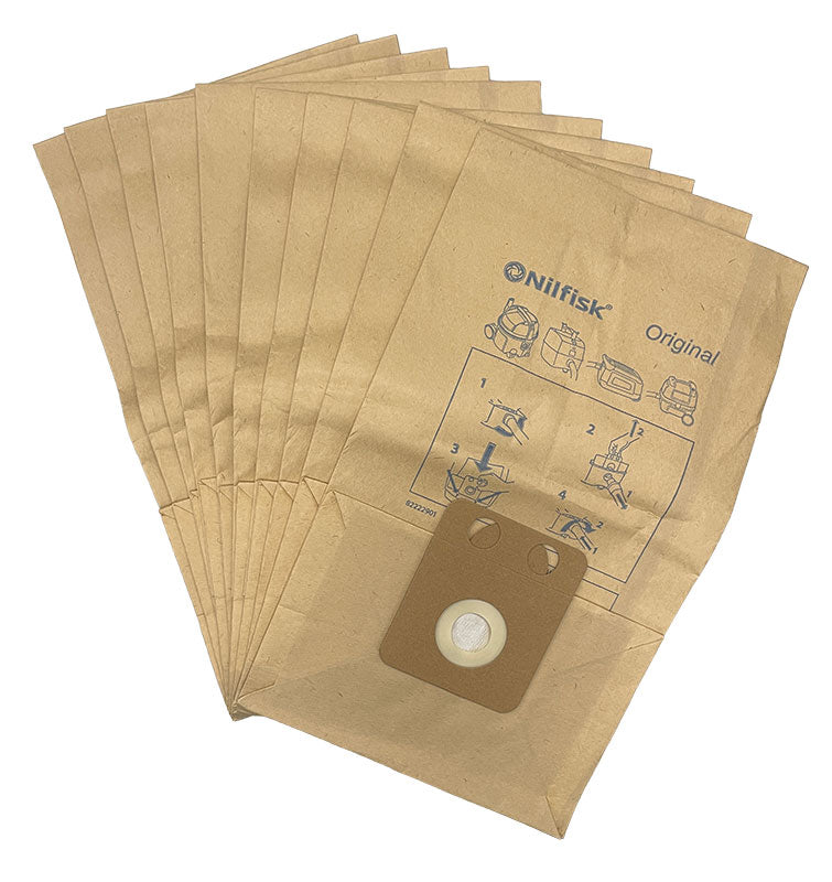 Nilfisk VP300, VP400, VP500 GD910, GD1000, GD1010, GD2000, HDS2000 Vacuum Cleaner Bags -10pk (1408618000)