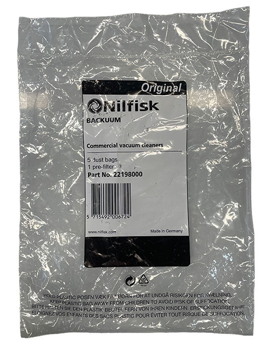 Nilfisk Backuum Vacuum Cleaner Bags - 5pk (22198000)