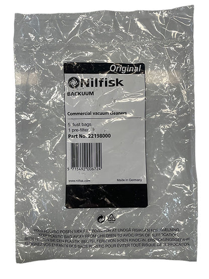 Nilfisk Backuum Vacuum Cleaner Bags - 5pk (22198000)