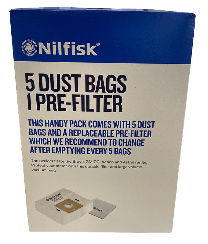 Nilfisk GM100 Sprint, Action, Bravo and Astral Series Vacuum Bags - 5 pk (30050002)