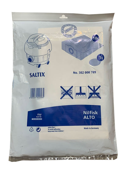 NIlfisk Saltix Vacuum Cleaner Filter Dust Bags - 10-Pack (302000789)