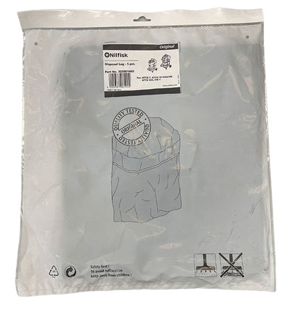 Nilfisk Alto Attix 5 and 7 Series Plastic Disposal Bags - 5pk (302001480)