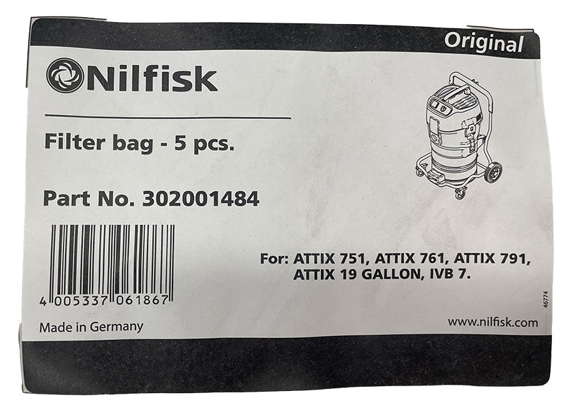 Nilfisk Alto Attix 7 Series Vacuum Cleaner Bags - 5pk (302001484)