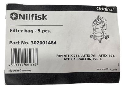 Nilfisk Alto Attix 7 Series Vacuum Cleaner Bags - 5pk (302001484)