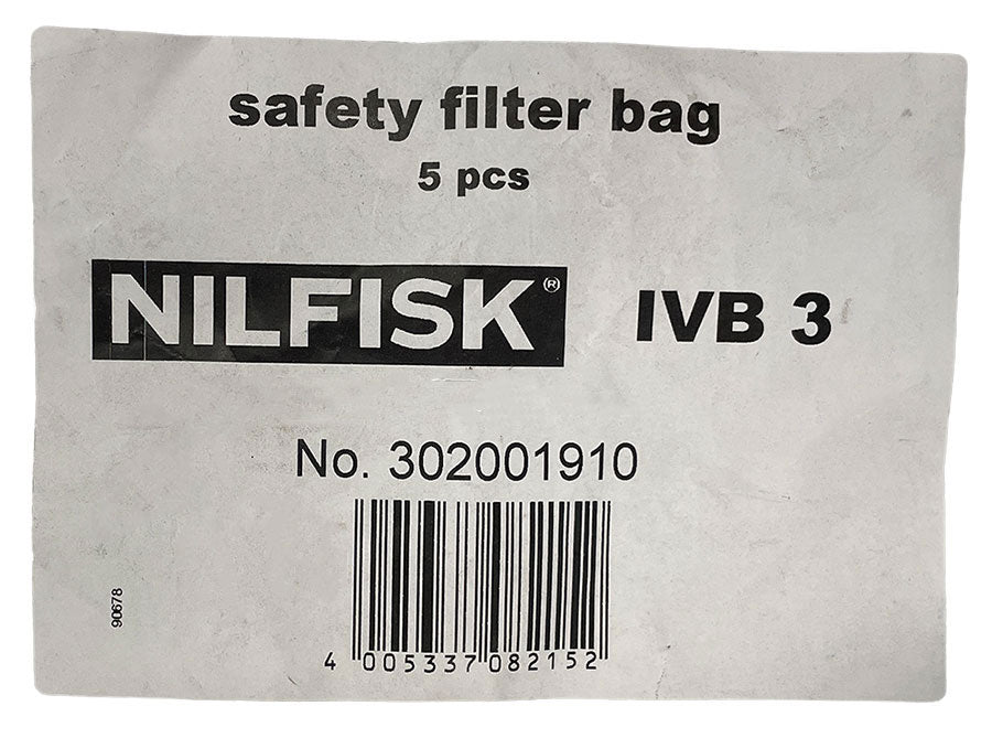 Nilfisk & Alto IVB 3 Paper 'H' Safety Bags for Hazardous Materials - 5pk (302001910)