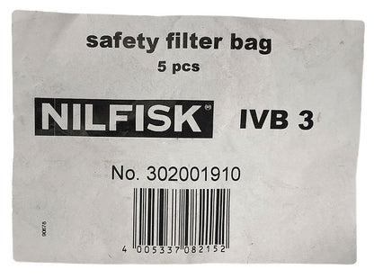 Nilfisk & Alto IVB 3 Paper 'H' Safety Bags for Hazardous Materials - 5pk (302001910)