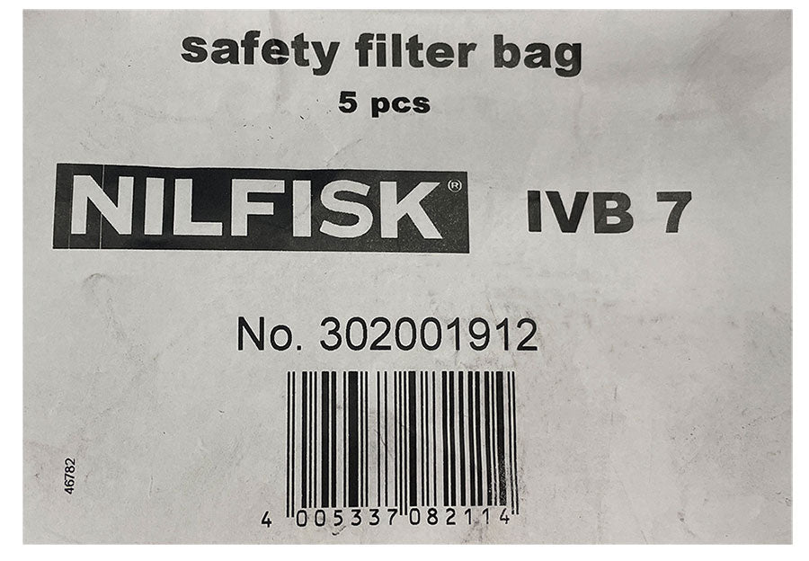 Nilfisk IVB7, IVB7H and Alto IVB7 H Level Safety Filter Bags for Hazardous Materials - 5pk (302001912)
