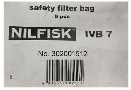 Nilfisk IVB7, IVB7H and Alto IVB7 H Level Safety Filter Bags for Hazardous Materials - 5pk (302001912)