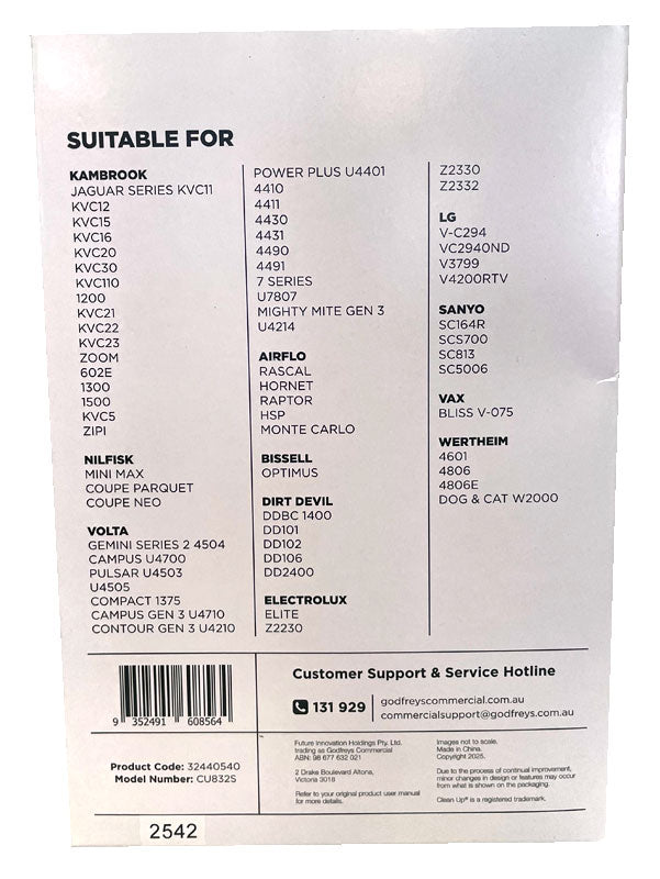 Clean Up CU832 Synthetic Vacuum Cleaner Bags - 5 pk (32440540)