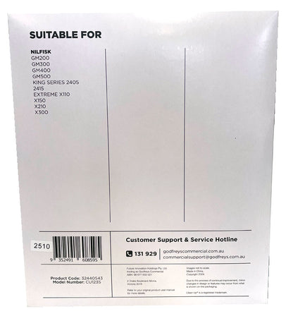 Clean Up CU123S Synthetic Dust Bags for Nilfisk GM200, GM300, GM400, King, Extreme Series Vacuum Cleaners - 5pk (32440543)