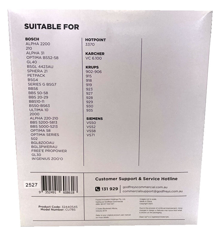 Clean Up CU78S Synthetic Vacuum Cleaner Dust Bags - 5pk (32440545)