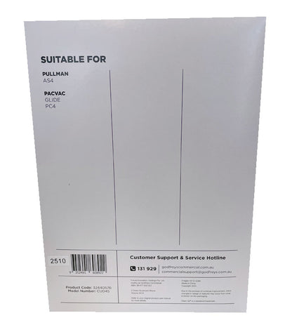 Clean Up CU04S Vacuum Cleaner Bags for Pullman AS4 and PC4 Version 1 models, Pacvac Glide 300 (32440576) 