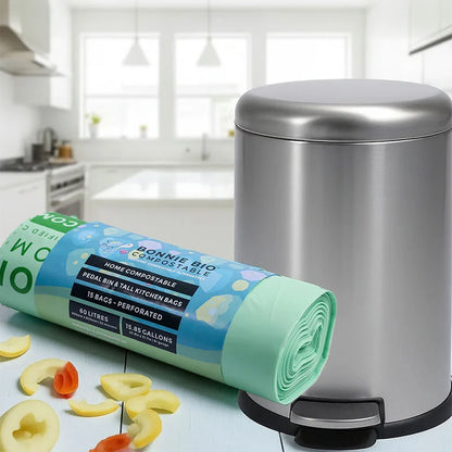 Bonnie Bio 60L COMPOSTABLE Bin & Rubbish Bags - Roll of 15 (BB-60L)