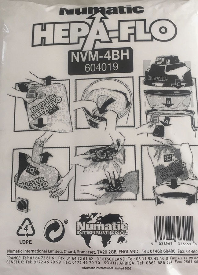 Numatic NVM4BH Hepaflo Dust Bags - 10 Pack (604019)