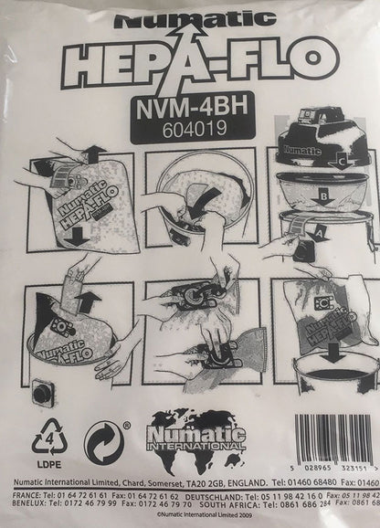 Numatic NVM4BH Hepaflo Dust Bags - 10 Pack (604019)