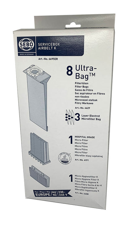 Sebo Airbelt K Series Vacuum Cleaner Bags and Filters Service Kit (6695ER)