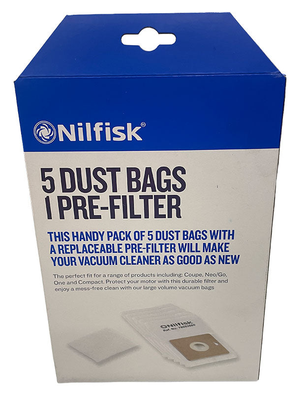 Nilfisk Go, Coupe, One, Force and Compact Series Vacuum Cleaner Bags - 5 pk (78602600)