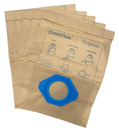 Nilfisk GS80, GS90, GM80, GM90 Vacuum Bags - 5pk (81620000)