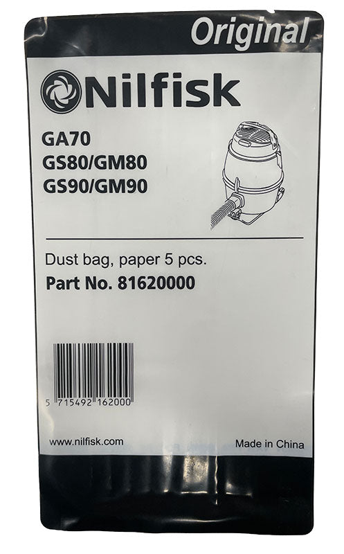 Nilfisk GS80, GS90, GM80, GM90 Vacuum Bags - 5pk (81620000)