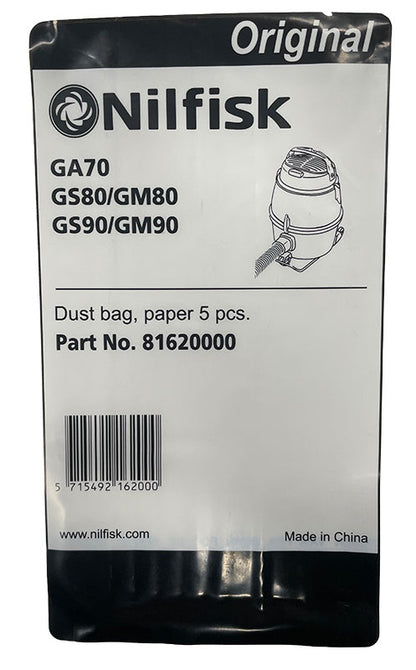 Nilfisk GS80, GS90, GM80, GM90 Vacuum Bags - 5pk (81620000)