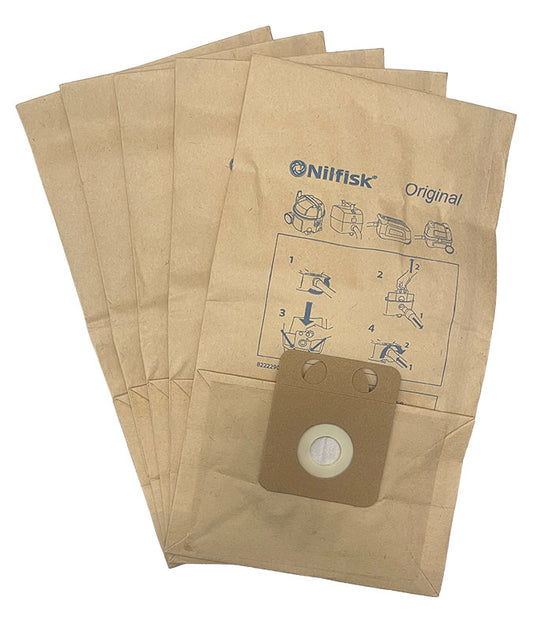 Nilfisk GD1000, GD1010, GD2000, VP400, VP500 Vacuum Cleaner Bags - 5pk (82367810)