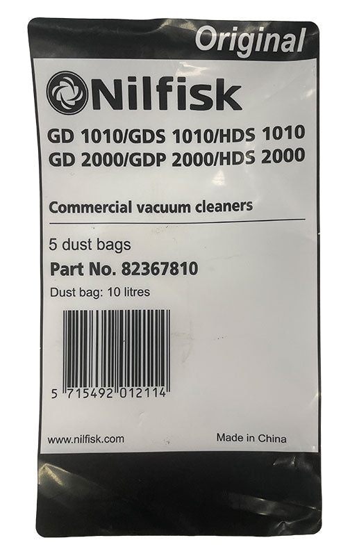 Nilfisk GD1000, GD1010, GD2000, VP400, VP500 Vacuum Cleaner Bags - 5pk (82367810)