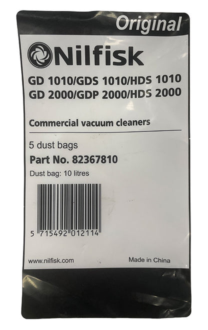 Nilfisk GD1000, GD1010, GD2000, VP400, VP500 Vacuum Cleaner Bags - 5pk (82367810)