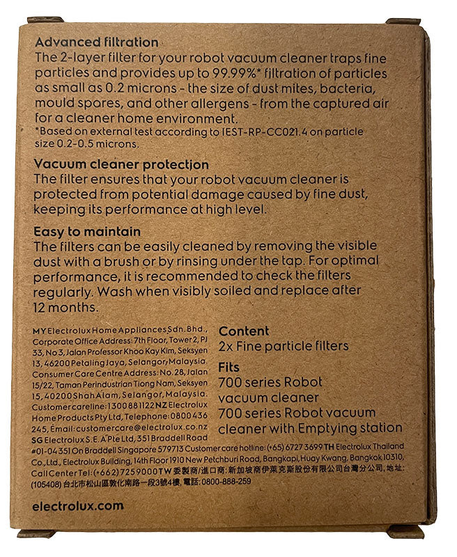 Electrolux Ultimate Home 700 EFR71222DS Robotic Vacuum Filter Kit (EFR4)