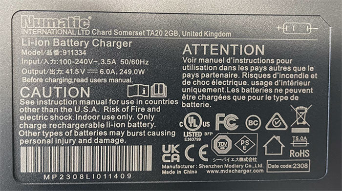 Numatic NX300 Fast Battery Charger for Henry NBV190NX Commercial Cordless Dry Vacuum Cleaner (913602)