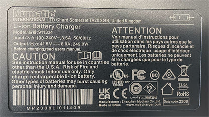 Numatic NX300 Fast Battery Charger for Henry NBV190NX Commercial Cordless Dry Vacuum Cleaner (913602)
