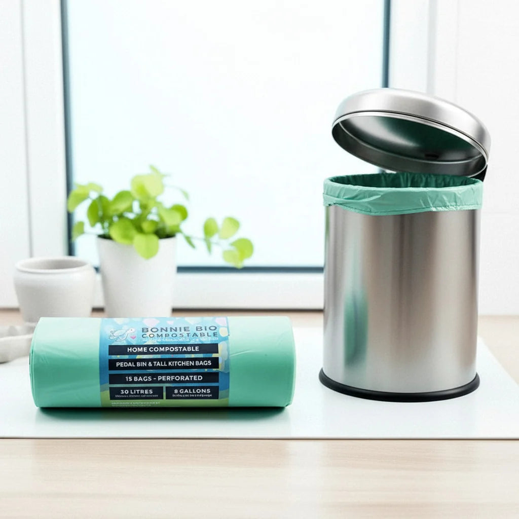 Bonnie Bio 30L COMPOSTABLE Bin & Rubbish Bags – Roll of 15 (BB-30L)