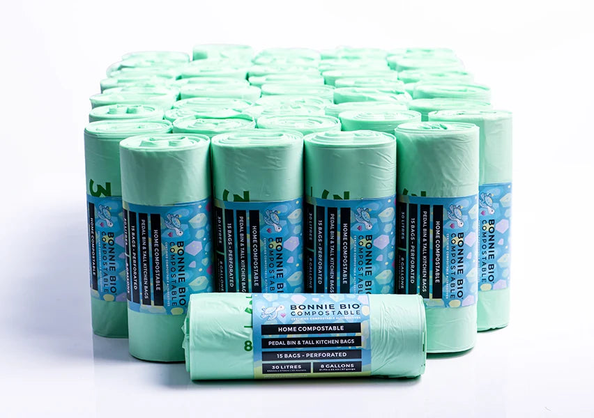 Bonnie Bio 30L COMPOSTABLE Bin & Rubbish Bags – Roll of 15 (BB-30L)
