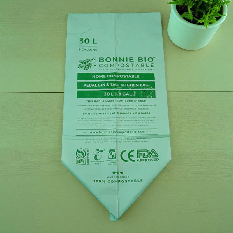 Bonnie Bio 30L COMPOSTABLE Bin & Rubbish Bags – Roll of 15 (BB-30L)