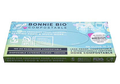 Bonnie Bio Medium Size COMPOSTABLE Disposable Gloves - 24pk (BB-GLOVE-M-24)#