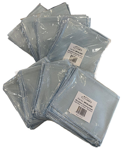 Light Blue Microfibre Cloths for Glass/Mirror Surfaces - 40 Pack (MFPK-GLASS)***#