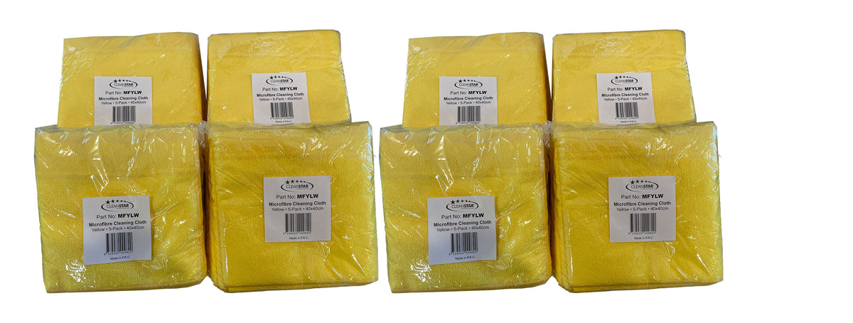 Yellow Microfibre Cloths - 40 Pack (MFPK-YLW)