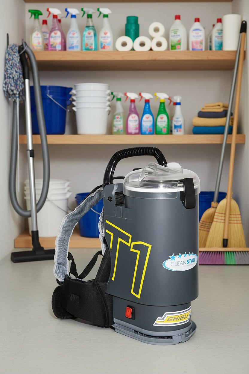 Ghibli T1 Backpack Vacuum Cleaner - Charcoal with Clear Lid (T1v3-CLR)