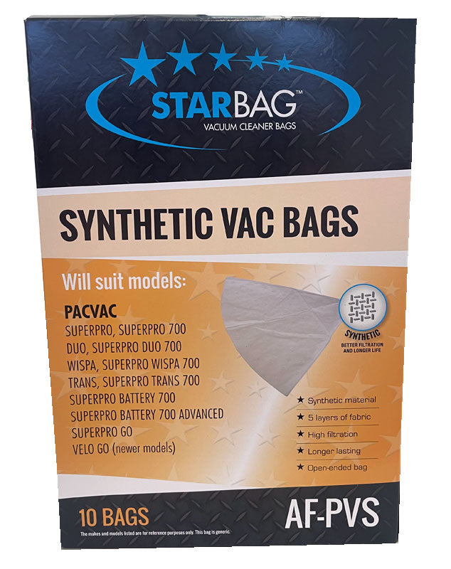 Pacvac Superpro Synthetic Vacuum Cleaner Dust Bags - 10pk (AF-PVS)